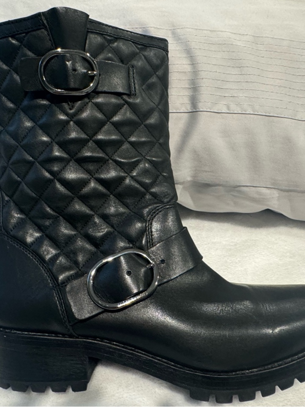 Michael Kors Black Quilted Leather Mid-Calf Heeled Boots